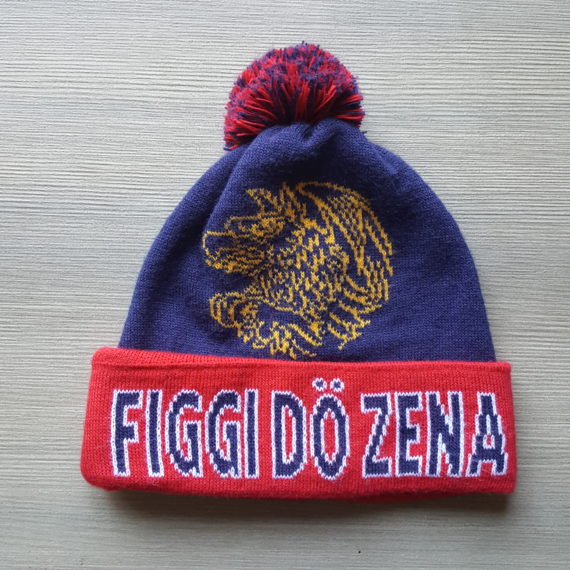 Cuffia Jacquard GENOA Figgi do Zena modello con Risvolto e Pom-Pom foto davanti