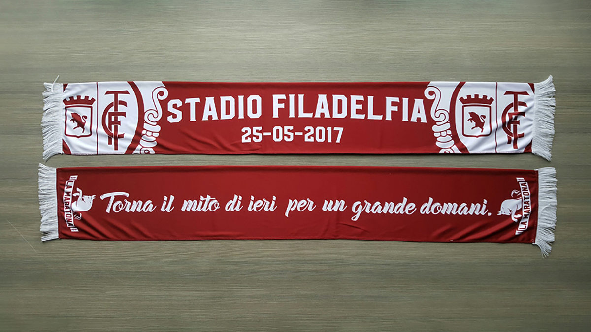 Sciarpa Raso TORINO Ultras Granata Sciarpa Commemorativa FILADELFIA